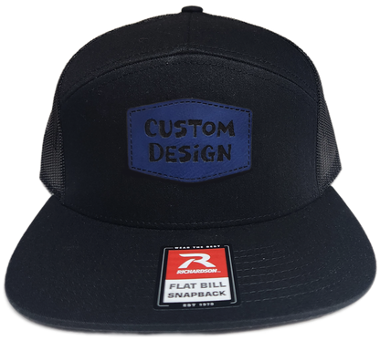 Custom Patch - Richardson 168 | 7 Panel Flat Bill Snapback Cap - BLACK