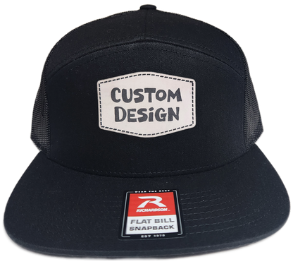 Custom Patch - Richardson 168 | 7 Panel Flat Bill Snapback Cap - BLACK