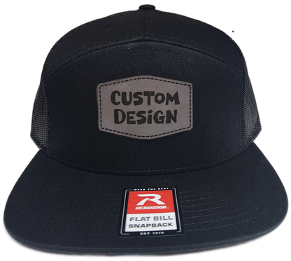 Custom Patch - Richardson 168 | 7 Panel Flat Bill Snapback Cap - BLACK