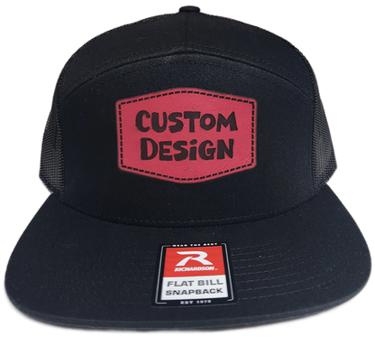 Custom Patch - Richardson 168 | 7 Panel Flat Bill Snapback Cap - BLACK