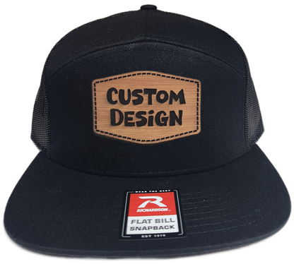 Custom Patch - Richardson 168 | 7 Panel Flat Bill Snapback Cap - BLACK