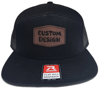 Custom Patch - Richardson 168 | 7 Panel Flat Bill Snapback Cap - BLACK