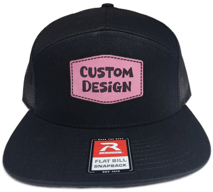 Custom Patch - Richardson 168 | 7 Panel Flat Bill Snapback Cap - BLACK