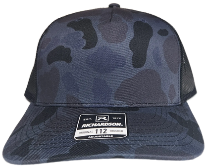 Custom Patch - Richardson 112PFP Printed Five Panel Snapback - ADMIRAL DUCK CAMO/BLACK