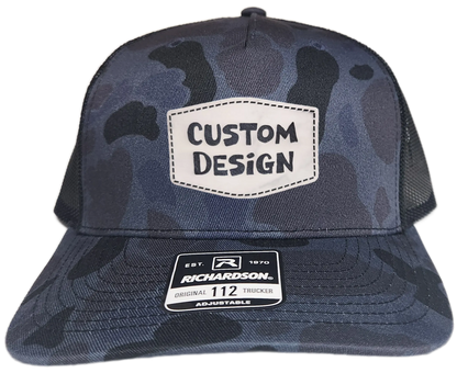 Custom Patch - Richardson 112PFP Printed Five Panel Snapback - ADMIRAL DUCK CAMO/BLACK