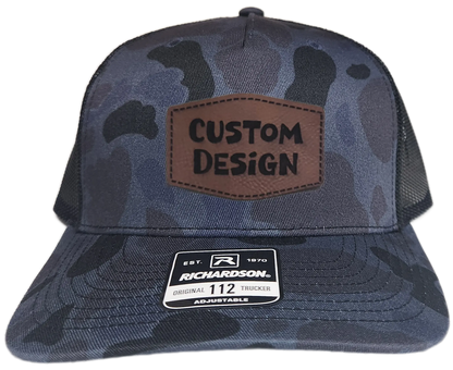 Custom Patch - Richardson 112PFP Printed Five Panel Snapback - ADMIRAL DUCK CAMO/BLACK