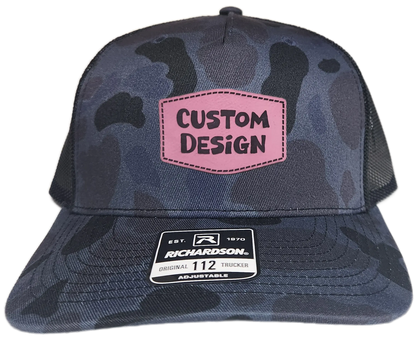 Custom Patch - Richardson 112PFP Printed Five Panel Snapback - ADMIRAL DUCK CAMO/BLACK