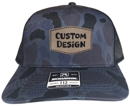 Custom Patch - Richardson 112PFP Printed Five Panel Snapback - ADMIRAL DUCK CAMO/BLACK