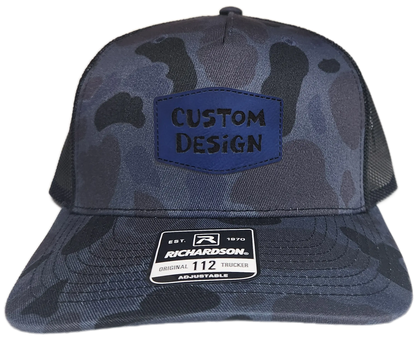 Custom Patch - Richardson 112PFP Printed Five Panel Snapback - ADMIRAL DUCK CAMO/BLACK