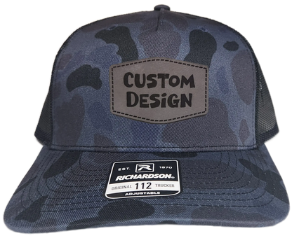 Custom Patch - Richardson 112PFP Printed Five Panel Snapback - ADMIRAL DUCK CAMO/BLACK