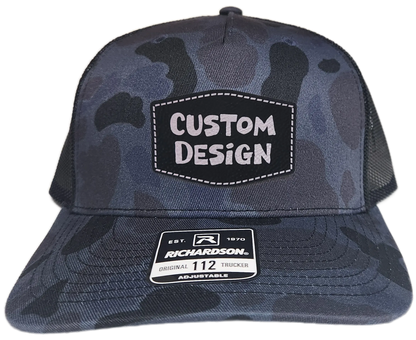 Custom Patch - Richardson 112PFP Printed Five Panel Snapback - ADMIRAL DUCK CAMO/BLACK