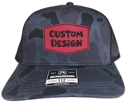 Custom Patch - Richardson 112PFP Printed Five Panel Snapback - ADMIRAL DUCK CAMO/BLACK