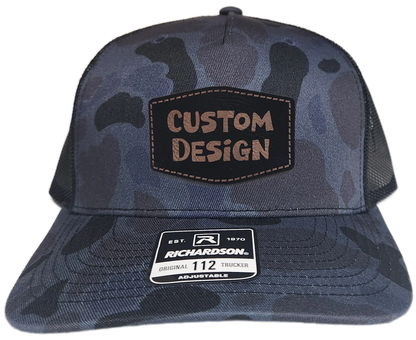 Custom Patch - Richardson 112PFP Printed Five Panel Snapback - ADMIRAL DUCK CAMO/BLACK