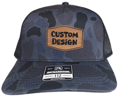 Custom Patch - Richardson 112PFP Printed Five Panel Snapback - ADMIRAL DUCK CAMO/BLACK