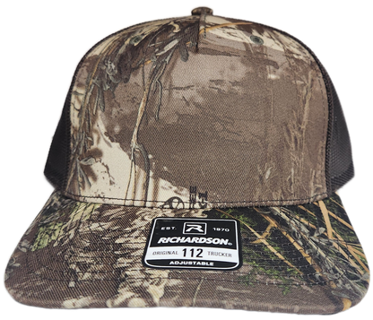 Custom Patch - Richardson 112PFP Printed Five Panel Snapback - REALTREE MAX-1 XT/BROWN