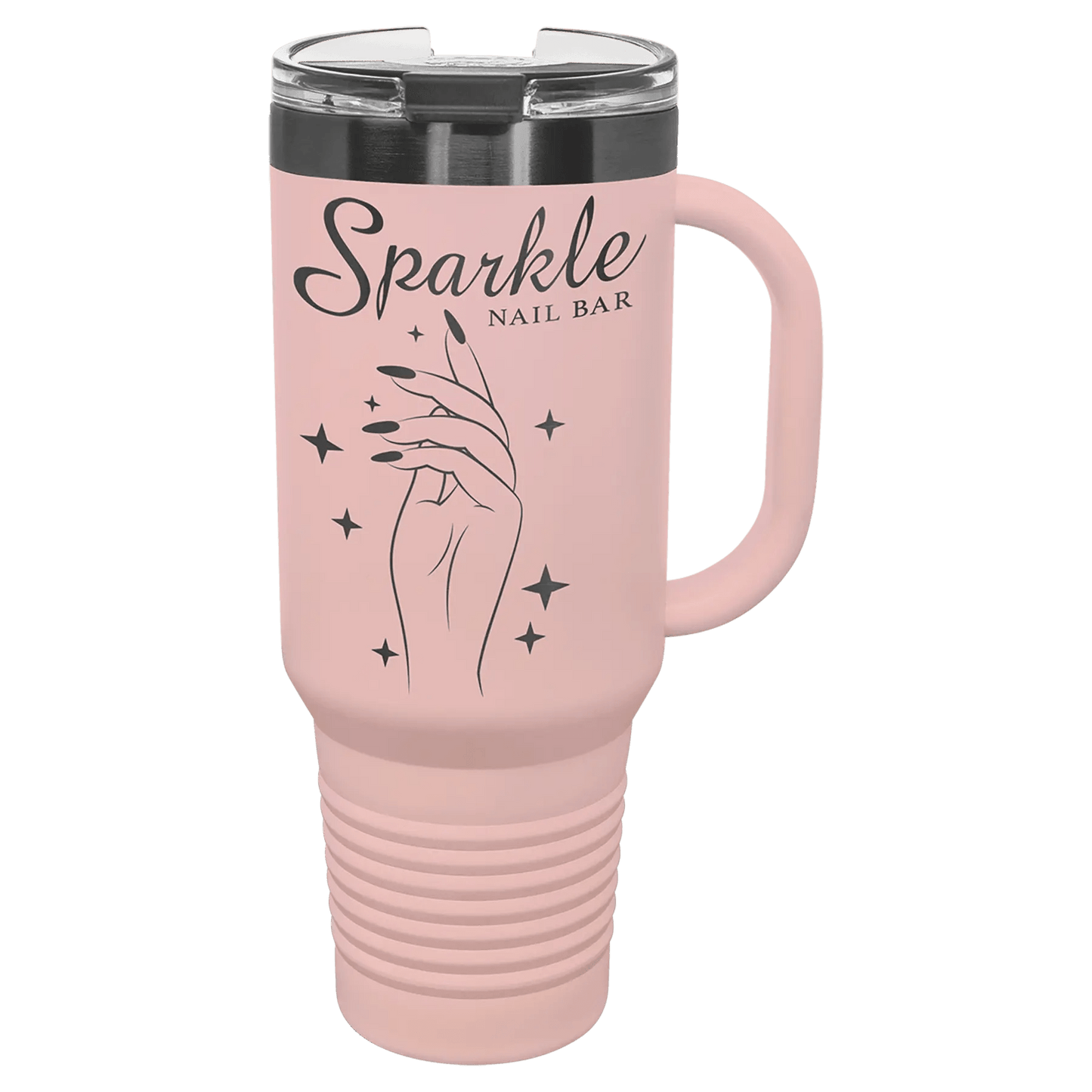 40 oz mug - Ion Plated - Custom Etched Travel Mug with Handle - Smalltown Connetchin