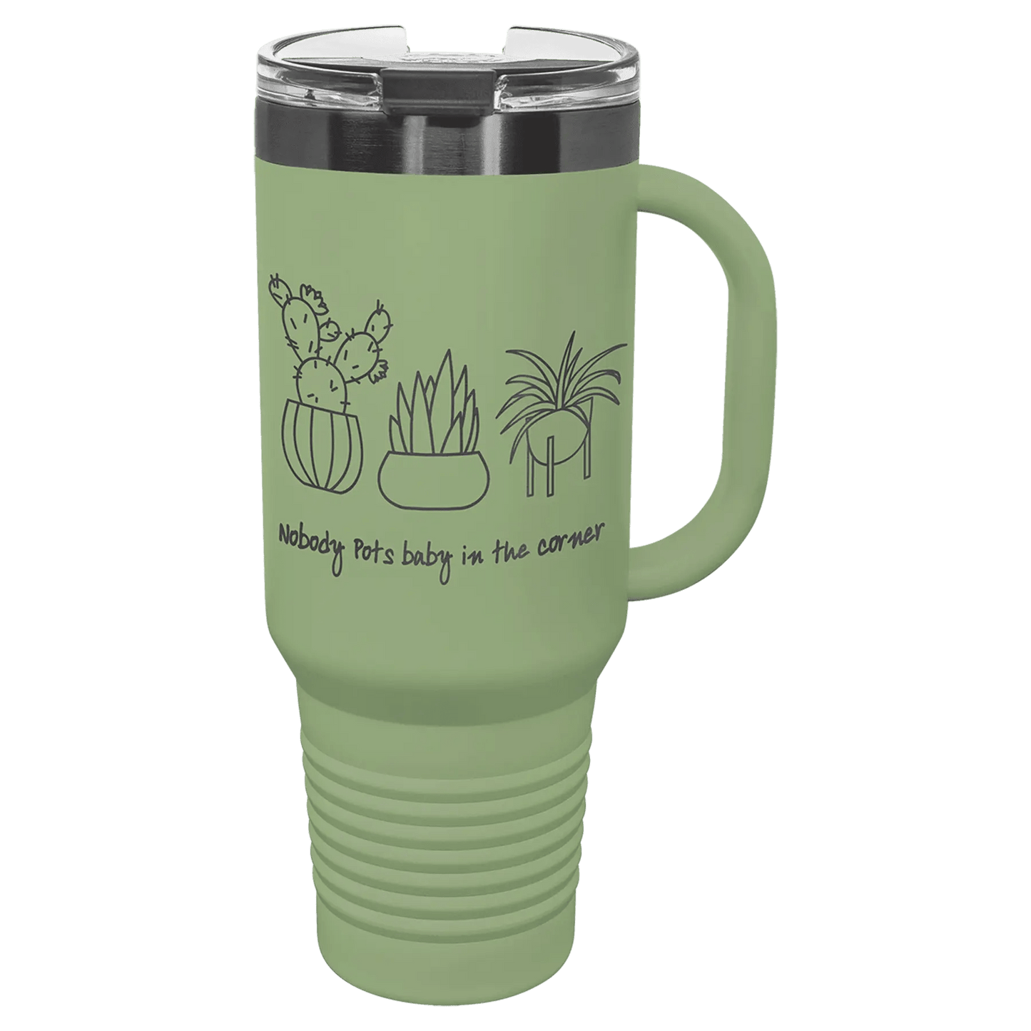 40 oz mug - Ion Plated - Custom Etched Travel Mug with Handle - Smalltown Connetchin