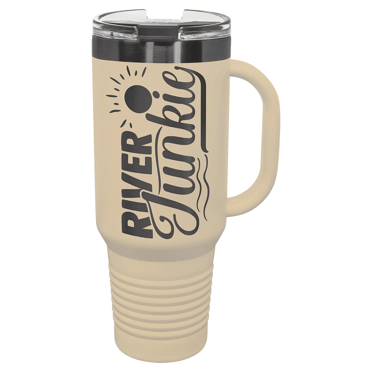 40 oz mug - Ion Plated - Custom Etched Travel Mug with Handle - Smalltown Connetchin
