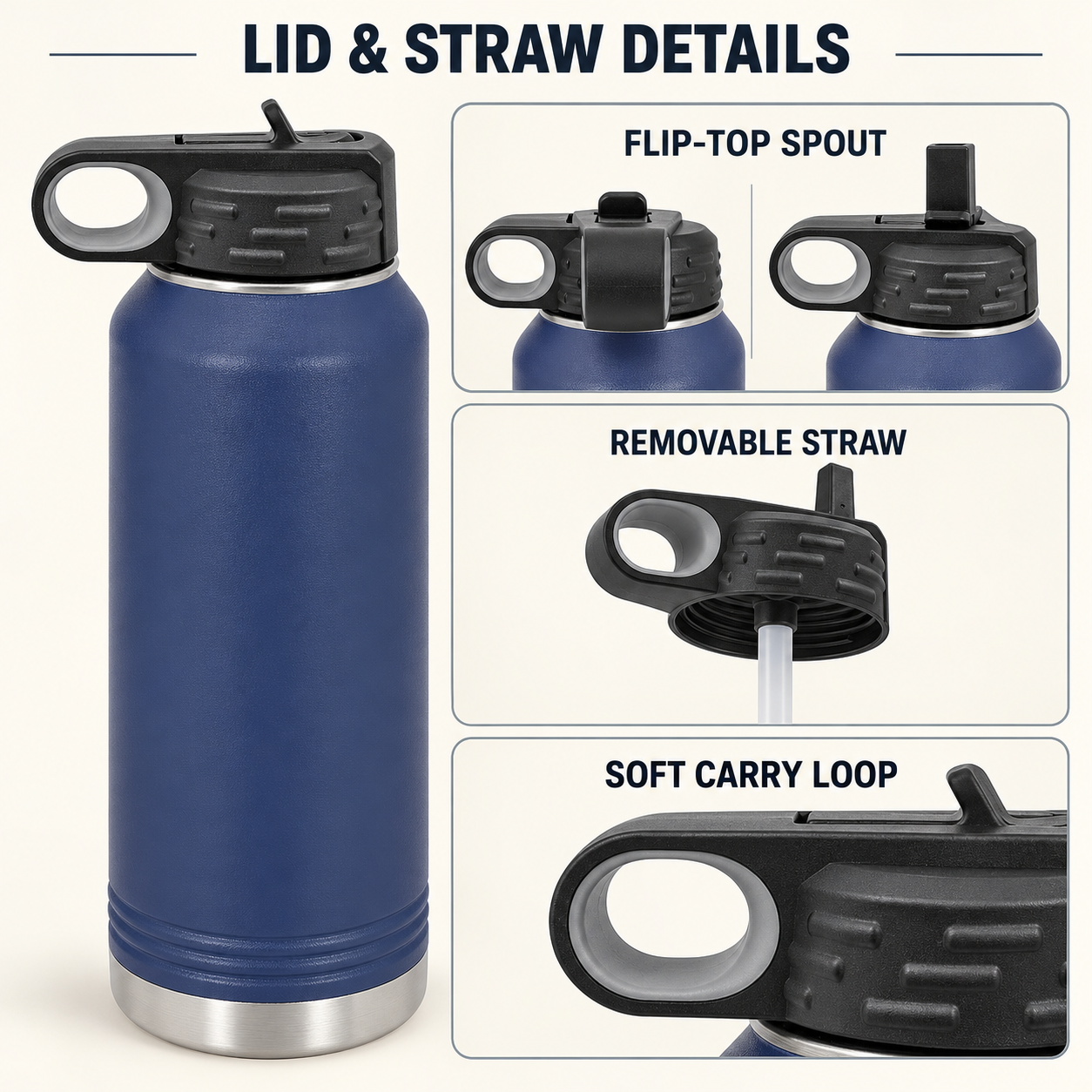 Personalized 32 oz Insulated Water Bottle with Straw