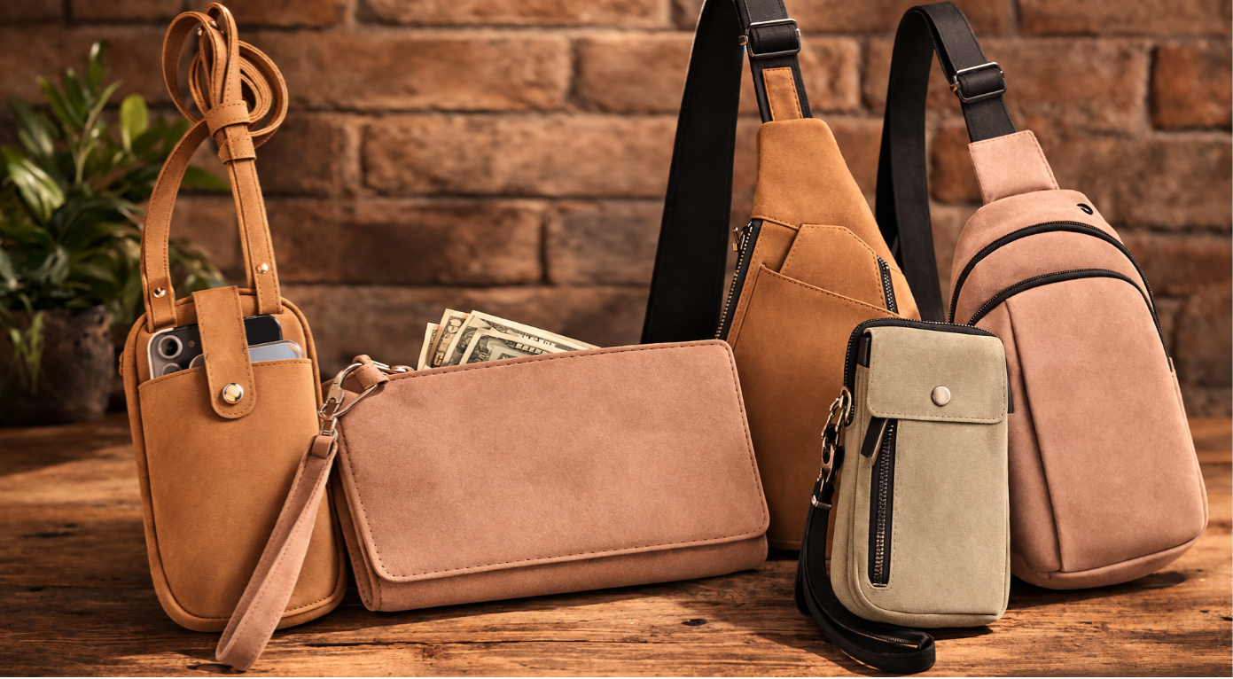 Personalized Creekside Crescent Leatherette Crossbody Bag
