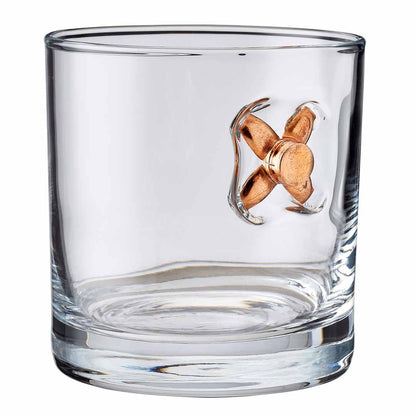 BenShot rocks glass with copper bullet embedment