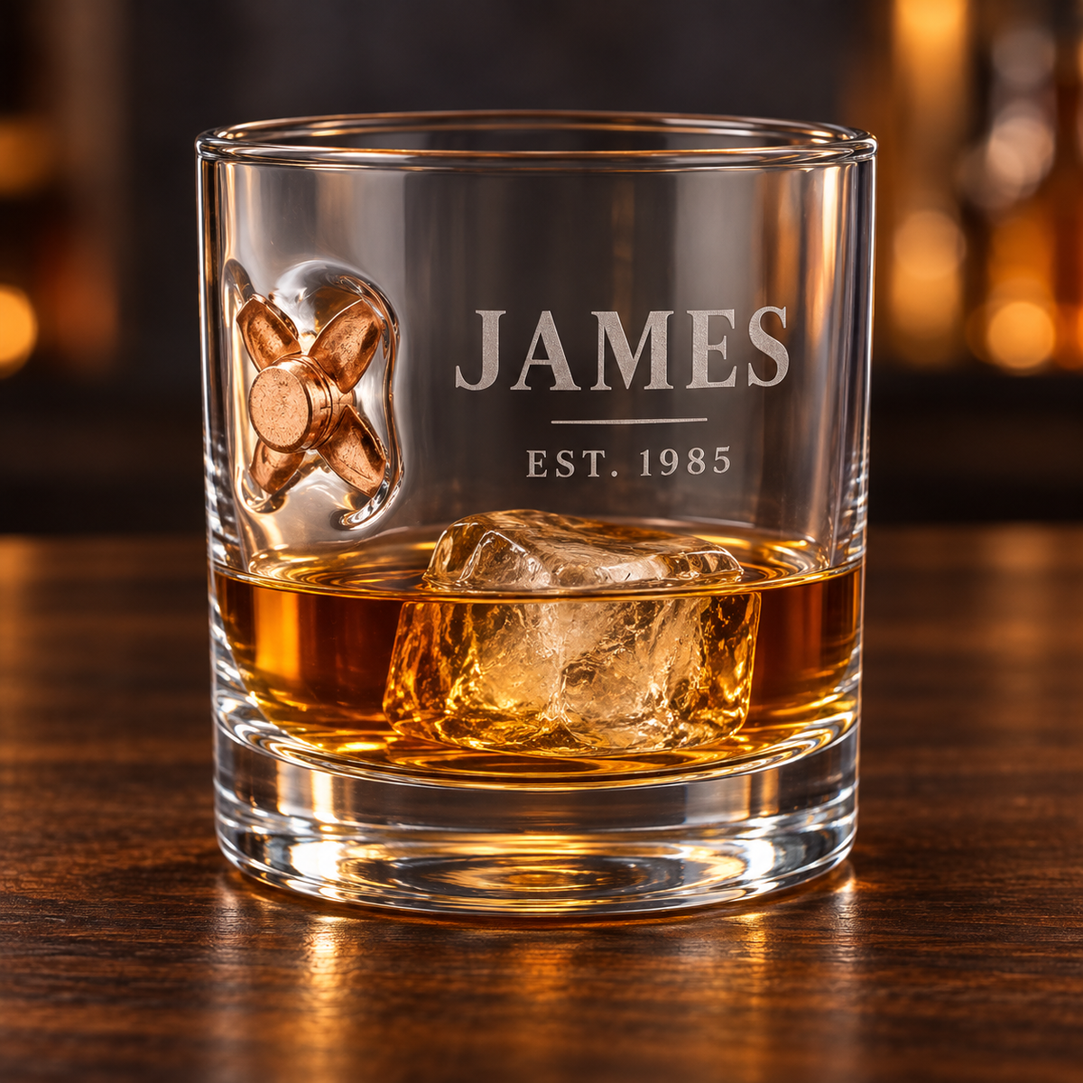 Personalized BenShot Bullet Rocks Glass