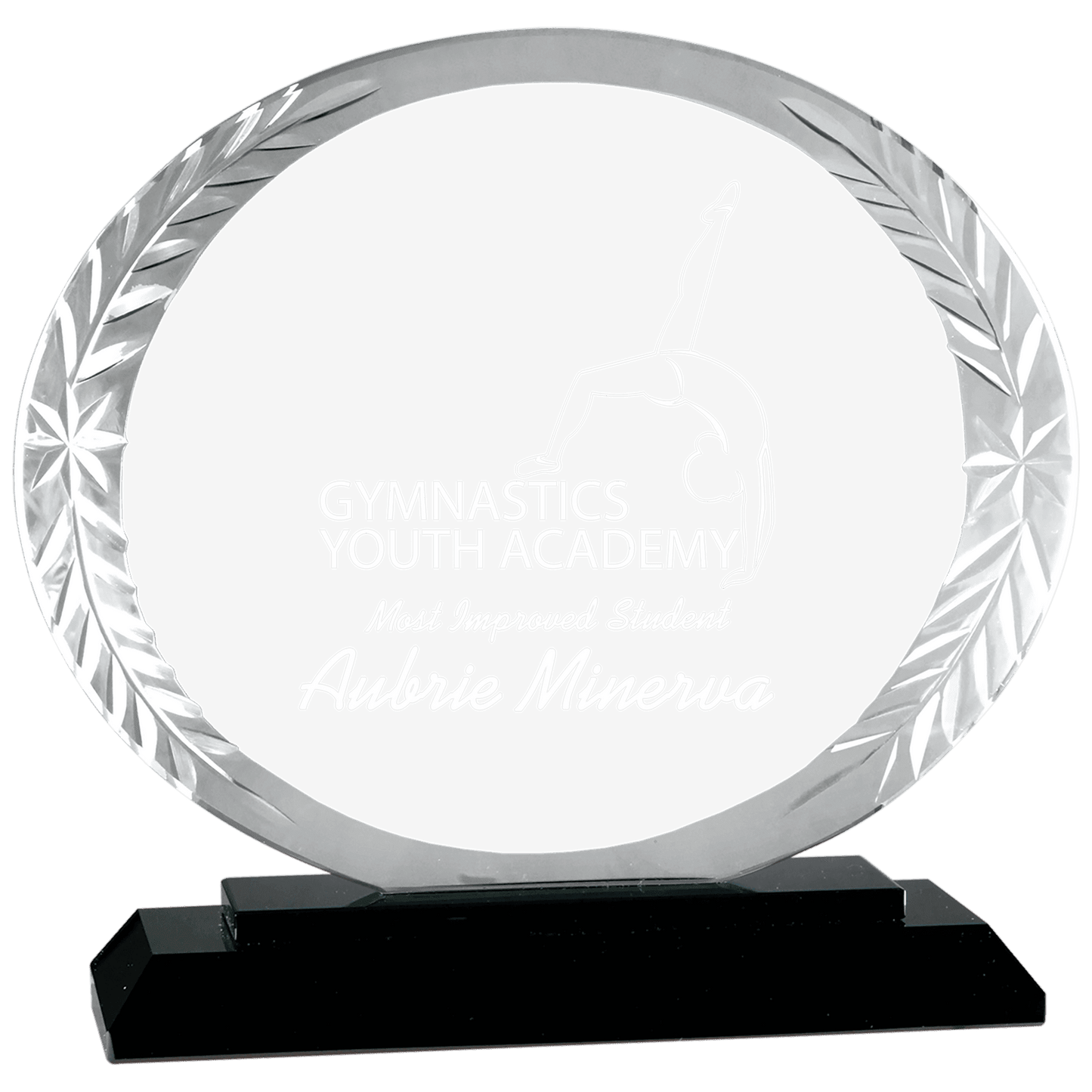 5 3/4" Oval Accent Glass on Black Base