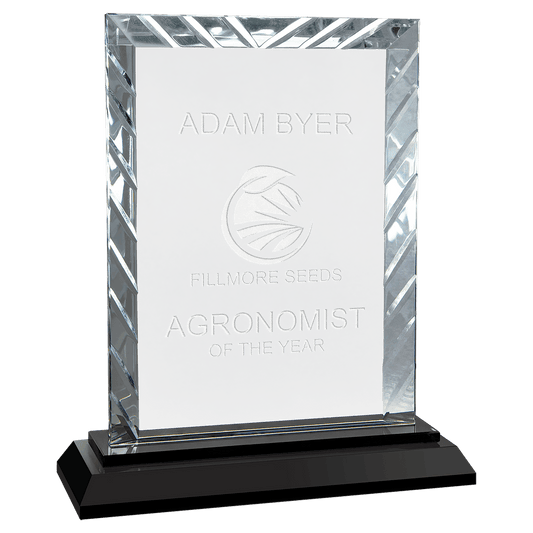 7" Rectangle Accent Glass on Black Base