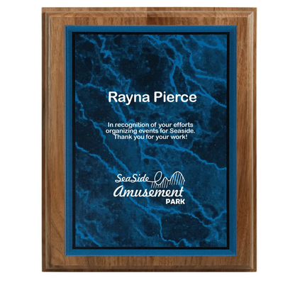 All American Walnut Step-Edge Plaque with Marble Acrylic Plate Smalltown Connetchin