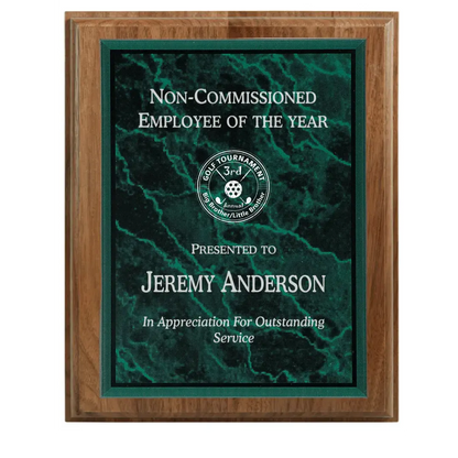 All American Walnut Step-Edge Plaque with Marble Acrylic Plate Smalltown Connetchin