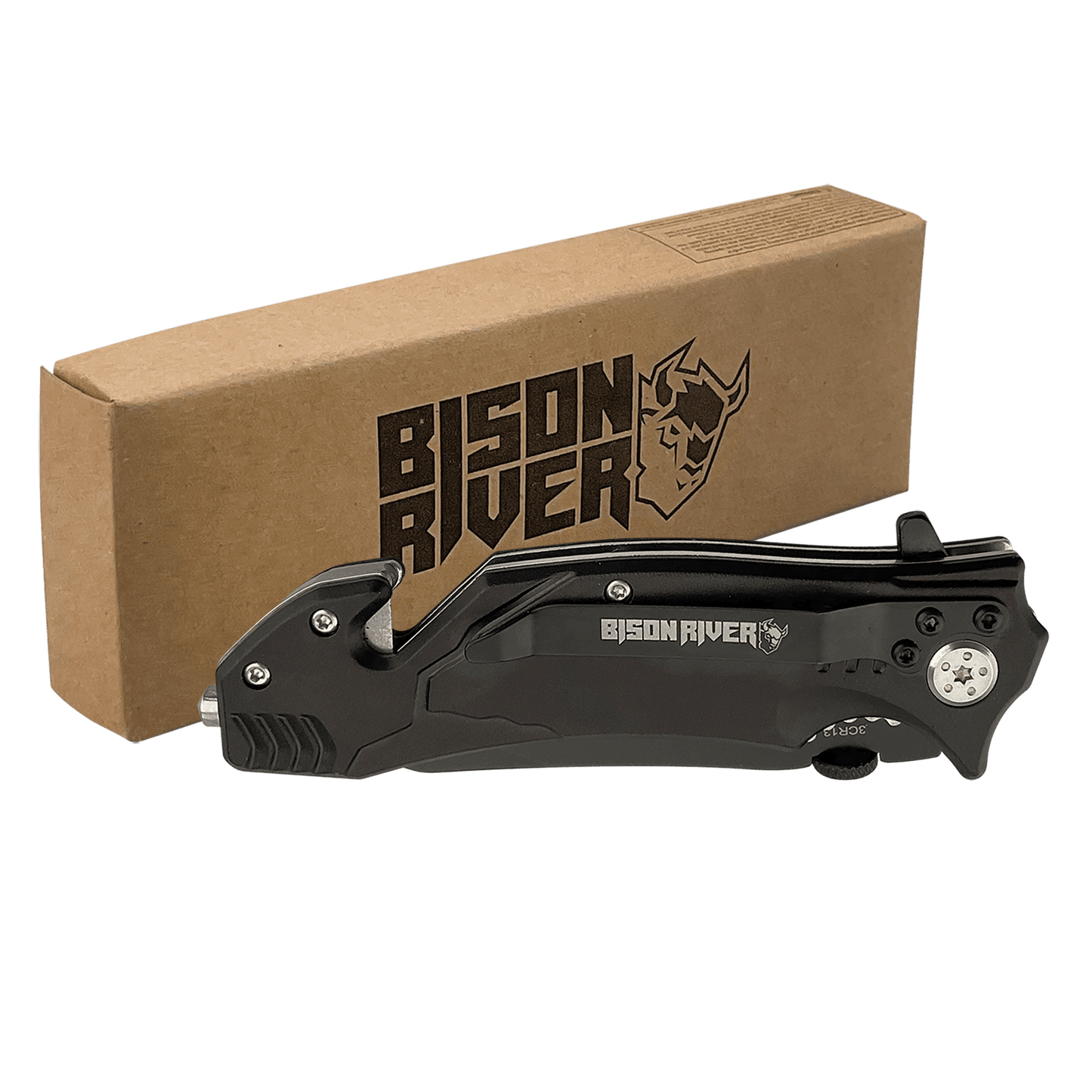 Bison River 4.5" Rescue Knife - Seatbelt Cutter & Glass Breaker