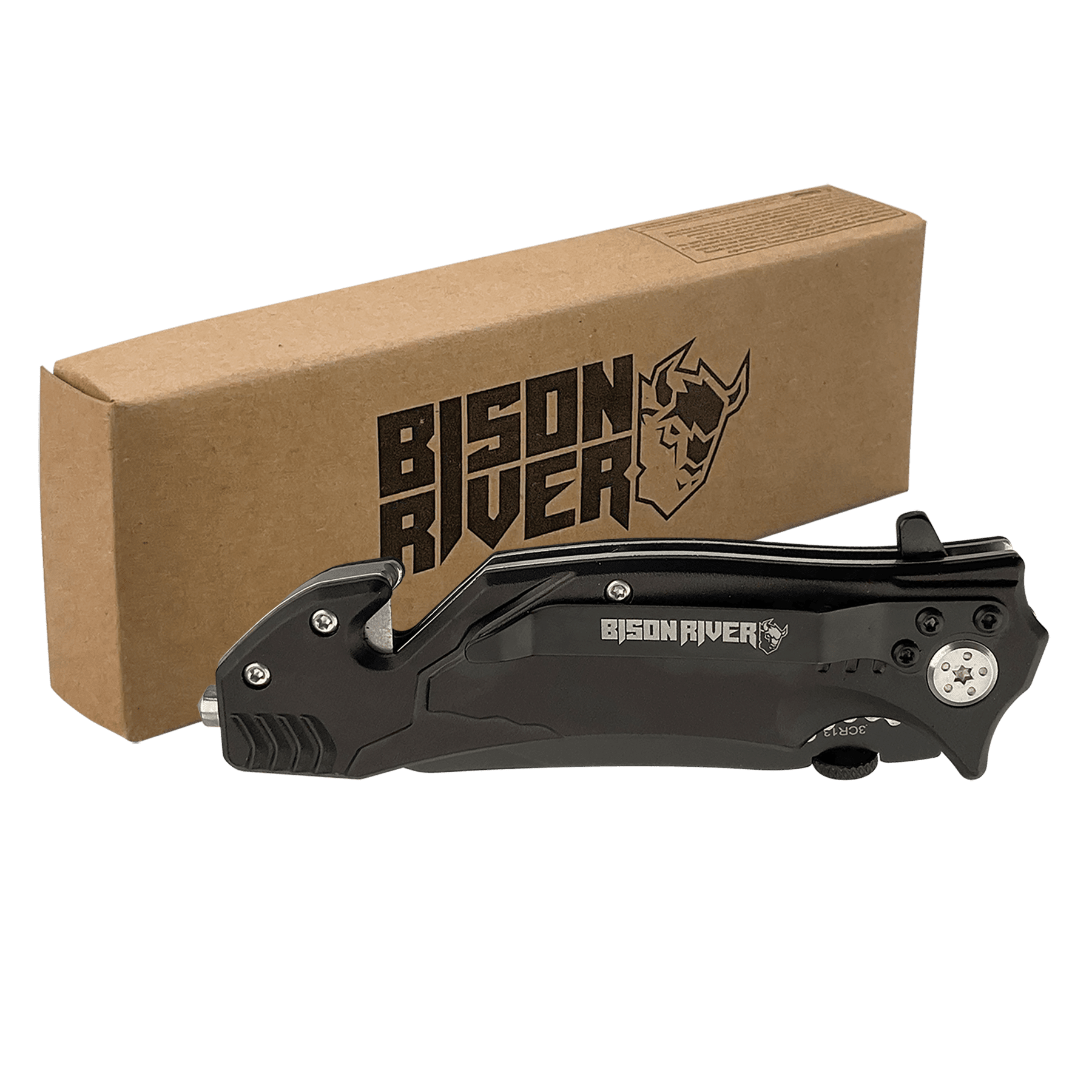 Bison River 4.5" Rescue Knife - Seatbelt Cutter & Glass Breaker