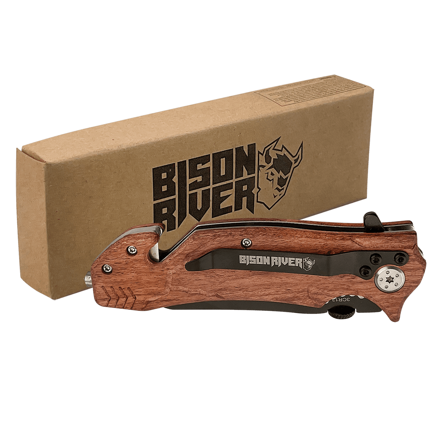 Bison River 4.5" Rescue Knife - Seatbelt Cutter & Glass Breaker