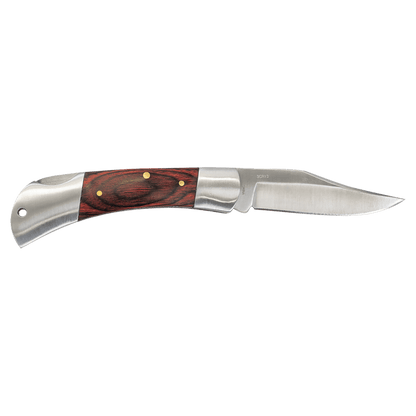 Folding knife with wooden handle on a transparent background
