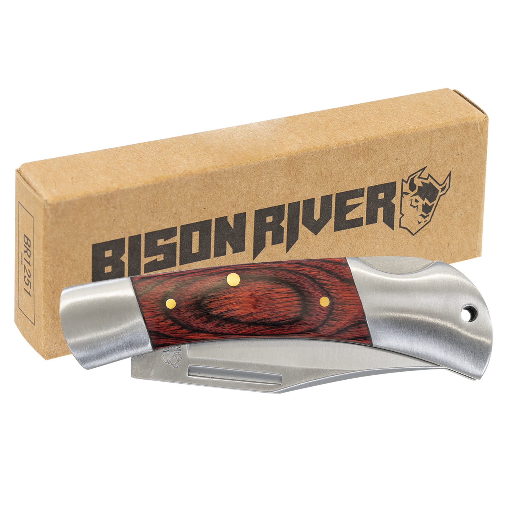 BISON RIVER  3 1/2" Wood Folding Knife - Beacon Laser Creations LLC