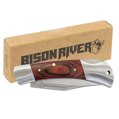 BISON RIVER  3 1/2" Wood Folding Knife - Beacon Laser Creations LLC