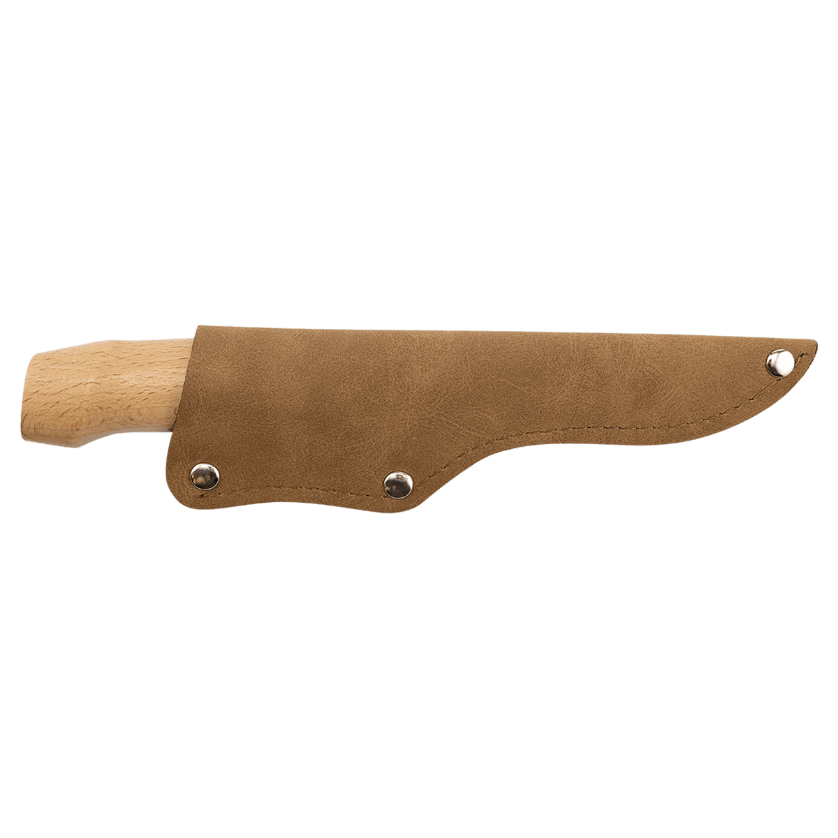 Bison River 4-inch fillet knife in a medium-brown leatherette sheath