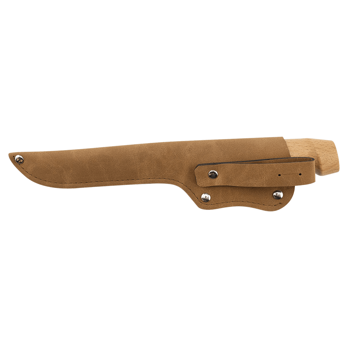 Medium-brown leatherette sheath for Bison River 7-inch fillet knife