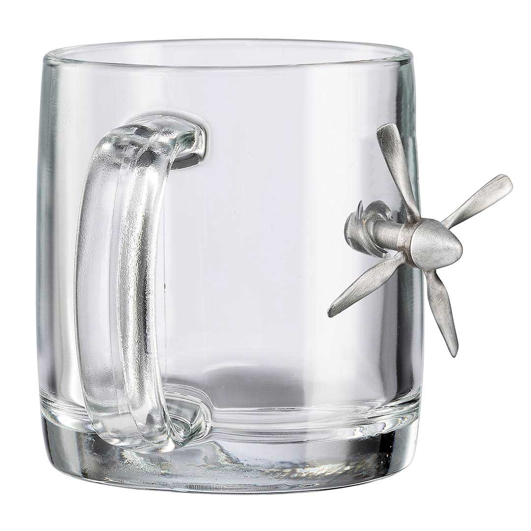 Glassware with Metal Aircraft Propeller Embedment