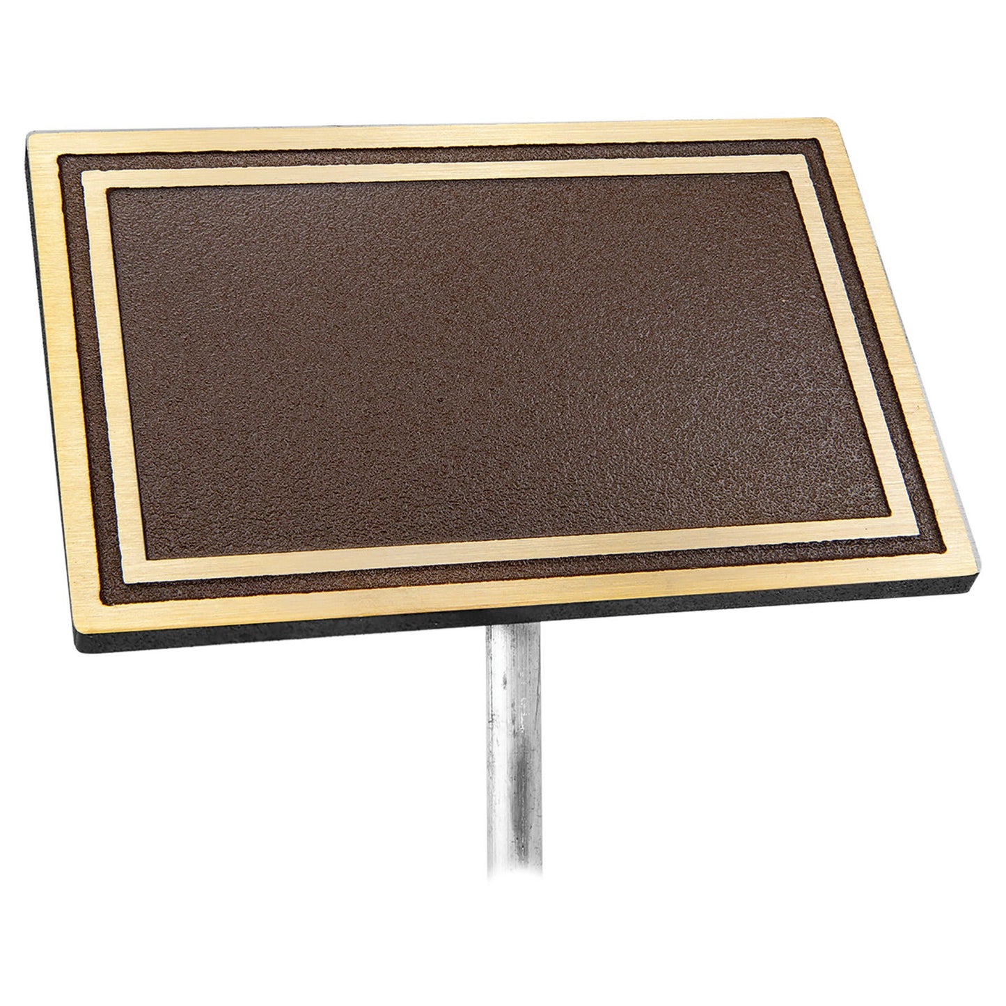Custom Etched Cast Aluminum Rectangle Sign - Bronze / Brown - Ground Sign Stake - Smalltown Connetchin