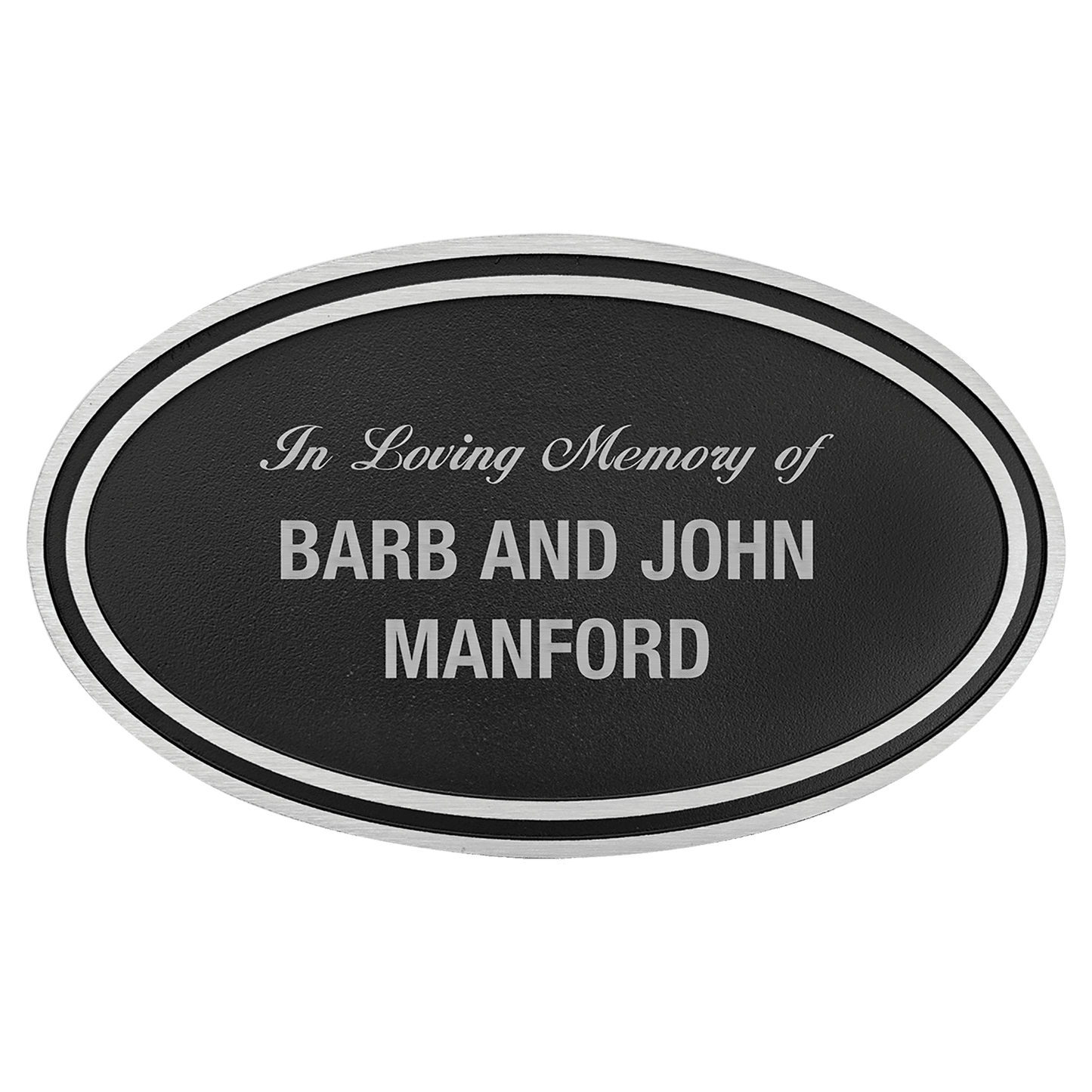 Custom Etched Cast Aluminum Oval Sign - Silver / Black - Ground Sign Stake - Smalltown Connetchin
