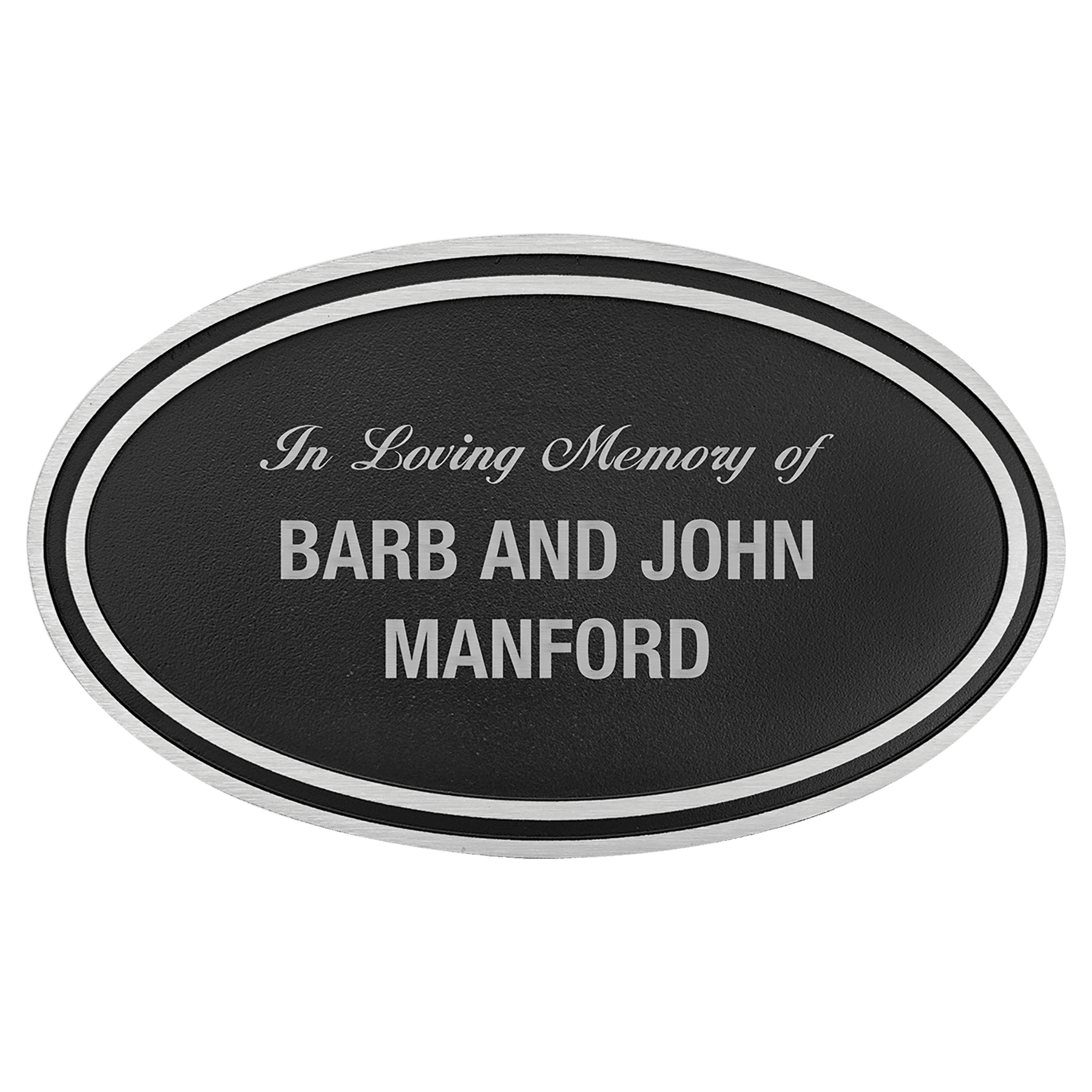 Custom Etched Cast Aluminum Oval Sign - Silver / Black - Ground Sign Stake - Smalltown Connetchin