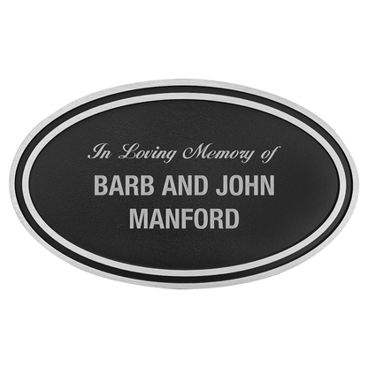 Custom Etched Cast Aluminum Oval Sign - Silver / Black - Ground Sign Stake - Smalltown Connetchin