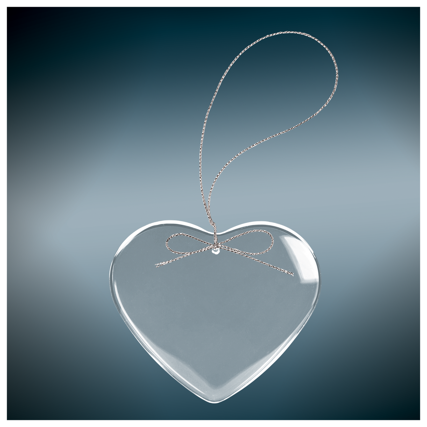 Clear Glass Ornament with Silver String