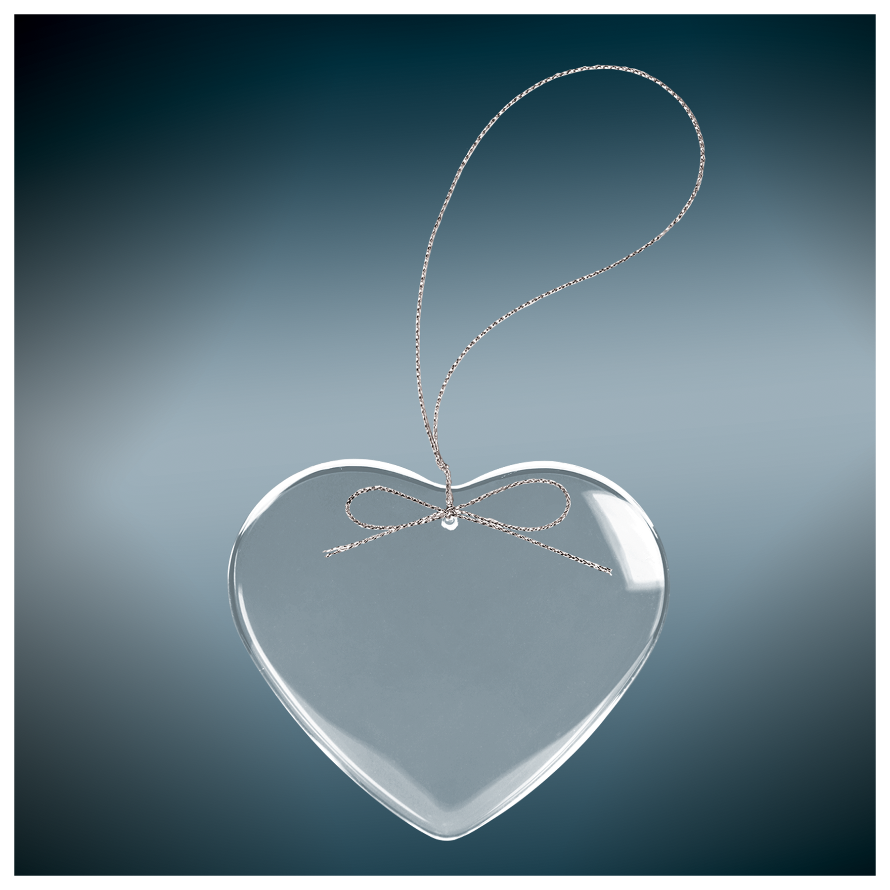 Clear Glass Ornament with Silver String