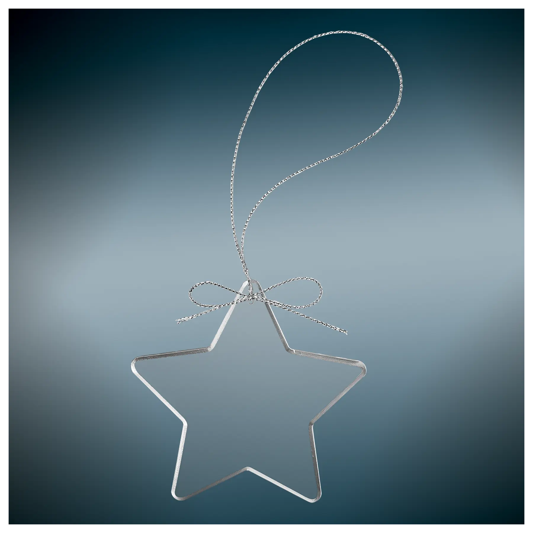 Clear Glass Ornament with Silver String