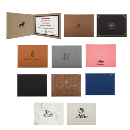 9" x 12" Leatherette Certificate Holder for 8 1/2" x 11 - Custom JDS