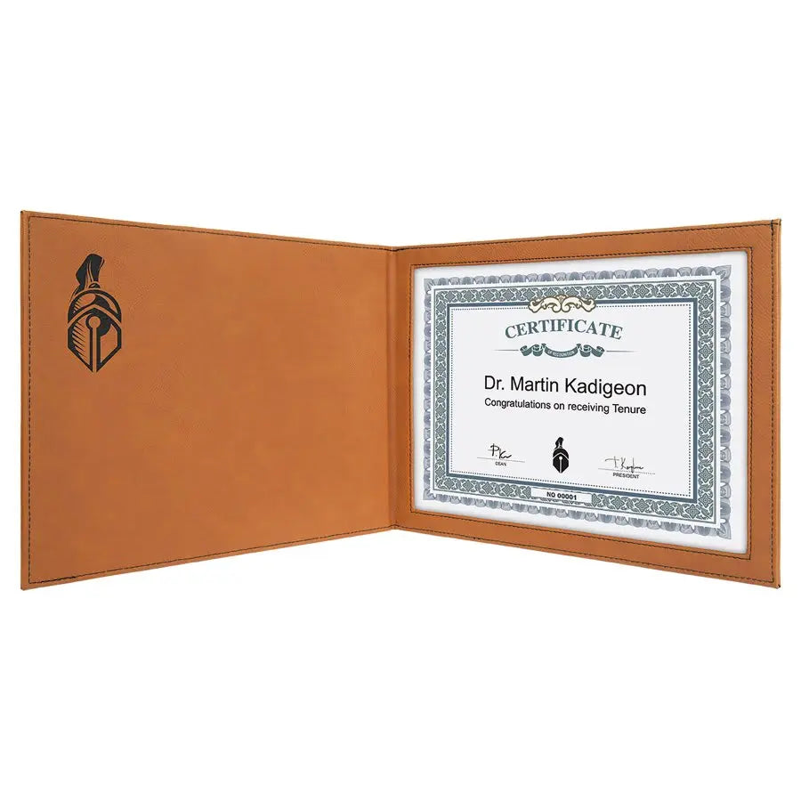 9" x 12" Leatherette Certificate Holder for 8 1/2" x 11 - Custom JDS