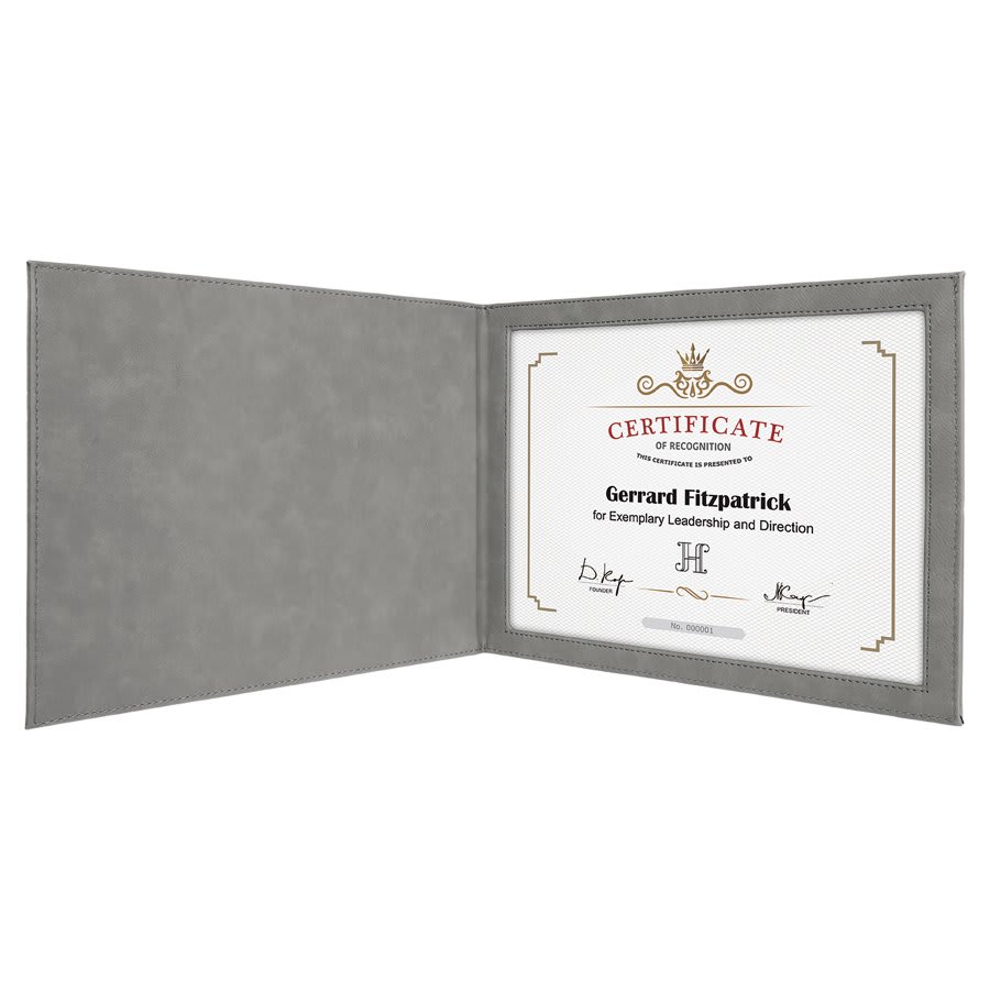 9" x 12" Leatherette Certificate Holder for 8 1/2" x 11 - Custom