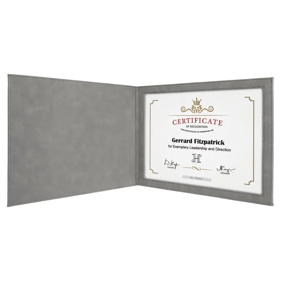 9" x 12" Leatherette Certificate Holder for 8 1/2" x 11 - Custom JDS